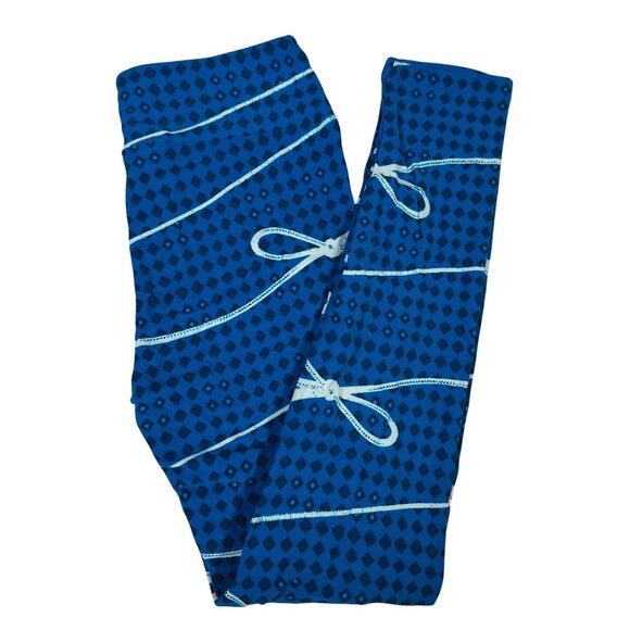 LuLaRoe Blue White Bows Black Diamonds RARE HTF Leggings One Size LLR New OS - Picture 1 of 6
